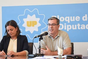 Los diputados Germán Martínez y Vanesa Siley, de Unión por la Patria, este lunes en conferencia de prensa