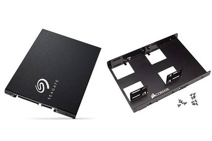 Los discos SSD de 2,5 pulgadas como este de Seagate se pueden montar en una bahía convencional con un adaptador para discos rígidos, de ser necesario