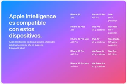 Los dispositivos capaces de sumar las herramientas de Apple Intelligence