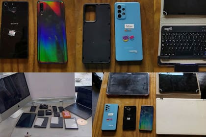 Los dispositivos electrónicos secuestrados por el personal de la Policía de la Ciudad