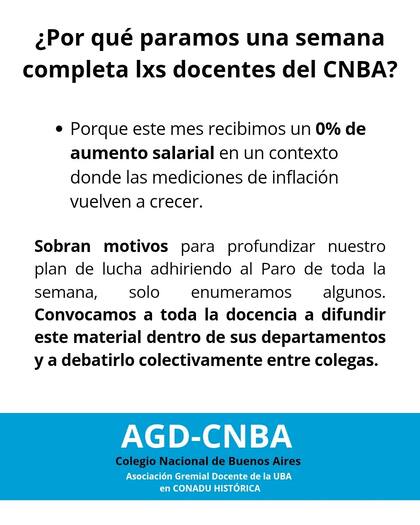 Los docentes del Colegio Nacional, que depende de la UBA, convocaron a un paro toda la semana por un reclamo salarial