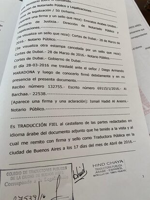 Los documentos de la revocatoria del testamento en favor de las hijas mayores de Diego Maradona