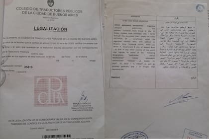 Los documentos fueron traducidos por el Colegio de Traductores Públicos de la Ciudad de Buenos Aires