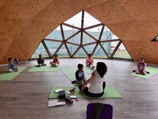 Los domos se usan como salones de usos múltiples, espacios para hacer yoga o lugares techados en los jardines