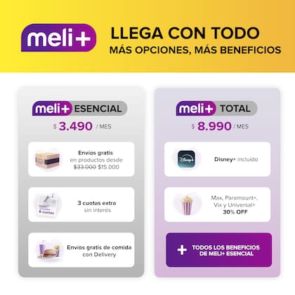 Los dos abonos de Meli+, el programa de suscripción que Mercado Libre ya tenía en México, Chile y Brasil