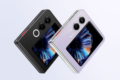Los dos colores del plegable Nubia 2 Flip 5G; la pantalla externa puede mostrar información, notificaciones y apps