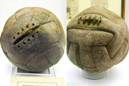 Los dos modelos de pelota utilizados en la final de la Copa del Mundo 1930. A la izquierda el modelo argentino y a la derecha el modelo uruguayo.