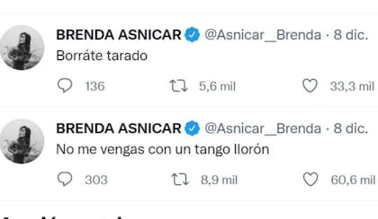 Los dos picantes mensajes que escribió en su cuenta de Twitter Brenda Asnicar, y que podrían estar dedicados a Duki