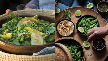 Los edamames son bajos en calorías, no tienen colesterol y están cargados de fibra y proteínas vegetales