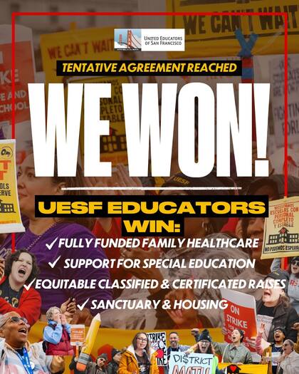 Los Educadores Unidos de San Francisco confirmaron un acuerdo tentativo