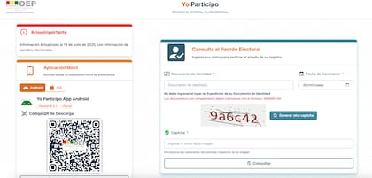 Los electores pueden consultar el padrón en la plataforma oficial “Yo Participo” del TSE