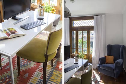 Los elementos originales inspiraron la paleta, como la línea amarilla de los vitrales que reaparece en las alfombras y los géneros que actualizan las piezas antiguas.