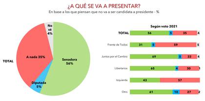 Los encuestados creen, mayoritariamente, que Cristina no será candidata a presidenta, pero sí a senadora