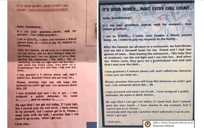 Los estafadores utilizaban un guion y les aseguraban a las víctimas que eran sus nietos, que habían sido arrestados y que necesitaban dinero