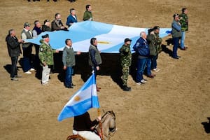 Los excombatientes de Malvinas en la pista central de la Exposición Rural de Palermo