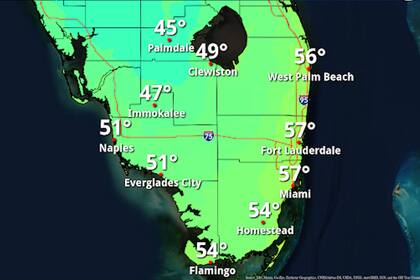 Los expertos pronostican que el miércoles a la noche llegará aún más frío a la península de Florida