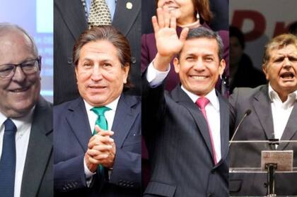 Los expresidentes de Perú involucrados en el escándalo Odebecht: Pedro Pablo Kuczynski, Alejandro Toledo, Ollanta Humala y Alan García