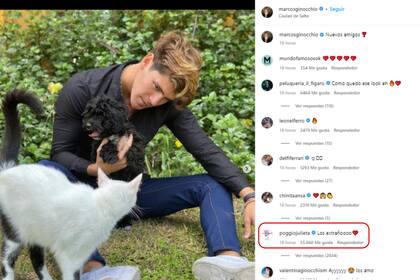 "Los extraño", el comentario de Julieta Poggio a un posteo de Marcos de Gran Hermano (Foto: Instagram @marcosginocchio)