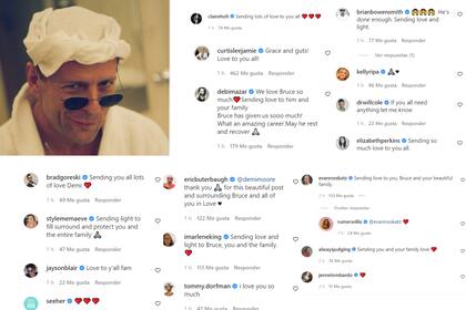Los famosos enviaron mensajes de apoyo para Bruce Willis y su familia