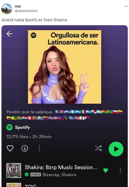 Los fanáticos de la colombiana aseguraron que "hasta Spotify es team Shakira"