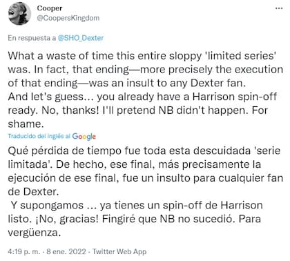 Los fanáticos reaccionaron al final de Dexter: New Blood