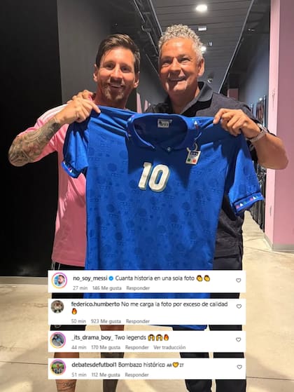 Los fanáticos se emocionaron al ver a las dos leyendas del fútbol en una misma foto (Foto: Instagram @leomessi)