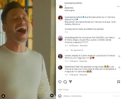 Los fanáticos se emocionaron ante el proyecto musical de los artistas (Foto: Instagram @lucianopereyraoficial)