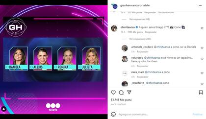 Los fans de Gran Hermano especulan acerca de quién será el próximo salvado de la eliminación por Thiago