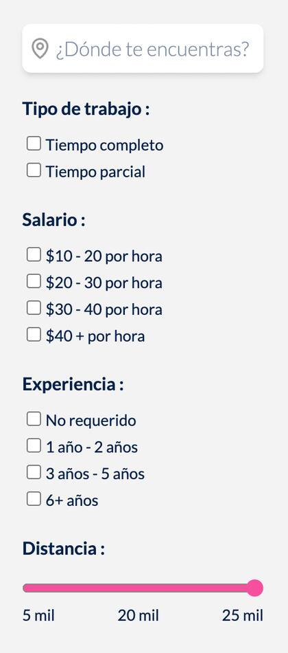 Los filtros que hay en Chamba, la app de empleo para latinos en EE.UU.