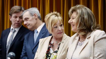 Los fiscales Broyad, García y Molinelli, junto a la procuradora Falbo