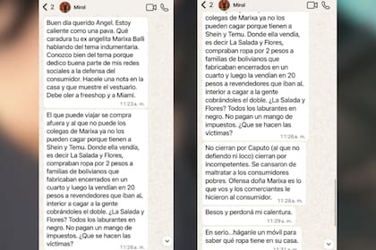 Los fuertes mensajes que Mirol le envió a Ángel de Brito