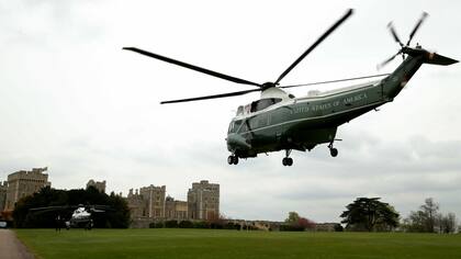 Los helicópteros presidenciales de EE.UU. aterrizan en los grandes parques del castillo de Windsor