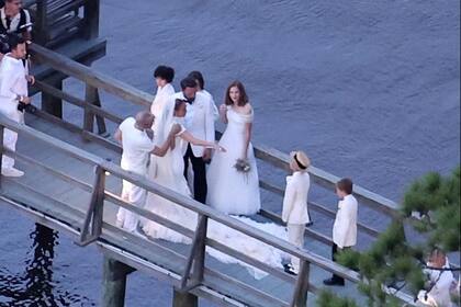 Los hijos de Ben Affleck y Jennifer Lopez estuvieron junto con ellos en todo momento de la boda
