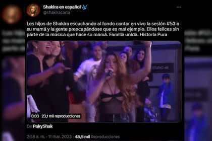 Los hijos de Shakira la acompañaron en su show (Captura Twitter)