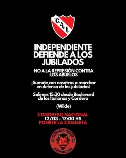 Los hinchas de Independiente saldrán desde Wilde