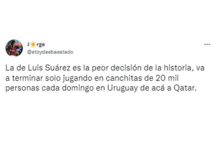 Los hinchas especularon sobre el futuro de Suárez de cara al mundial (Foto: Captura de Twitter)