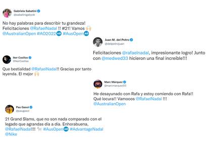 Los homenajes de los deportistas a Rafael Nadal