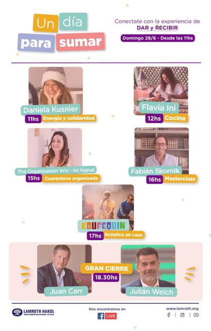 Los horarios de las charlas del evento