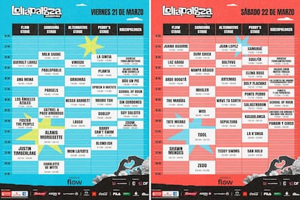 Los horarios de los escenarios para el viernes y sábado