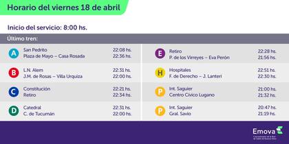 Los horarios de Viernes Santo del subte en la Ciudad Autónoma de Buenos Aires