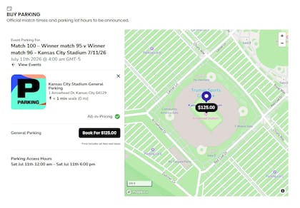 Los horarios del estacionamiento y de los partidos en el sitio son provisionales; los oficiales se confirmarán más adelante (JustPark)