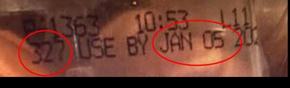Los huevos en cuestión corresponden al código juliano 327 y tienen como fecha de vencimiento el 5 de enero de 2025 (Imagen de la FDA)