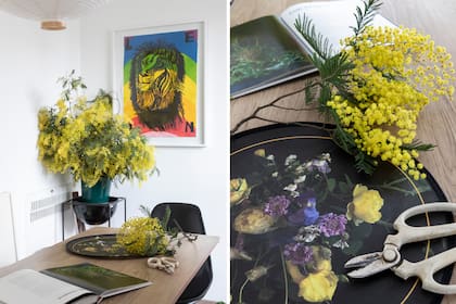 Los individuales tienen fotos de sus arreglos florales.