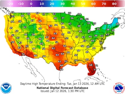 Los informes del Servicio Meteorológico Nacional destacan un aumento inusual de las temperaturas en la zona central del país norteamericano
