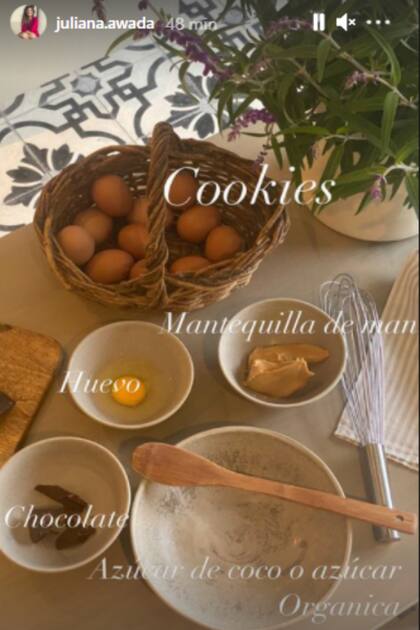 Los ingredientes de la receta de cookies de Juliana Awada