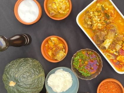 Los ingredientes que usa el chef Germán Ruberto para preparar su versión de locro.