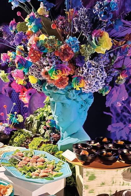 Los invitados disfrutaron de la comida más variada en el palacio de Villa Elena, en la localidad siciliana de Noto.