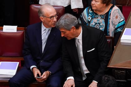 Los jueces Carlos Rosenkrantz y Horacio Rosatti, durante la inauguración de las sesiones legislativas 2023