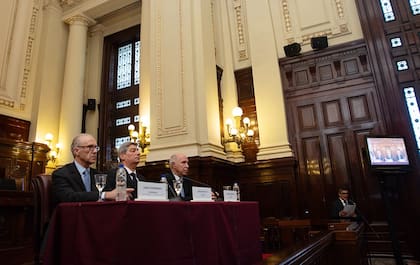 Los jueces Rosenkrantz, Rosatti y Lorenzetti, en el Palacio de Justicia