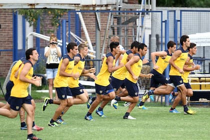 Los jugadores de Boca, en pleno entrenamiento